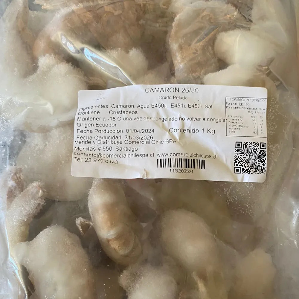 Camarón Crudo Pelado Desvenado 26-30